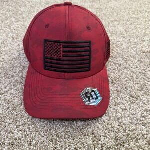 Runs Deep Tactical Red Camo Snapback Patriotic Hat OSFM